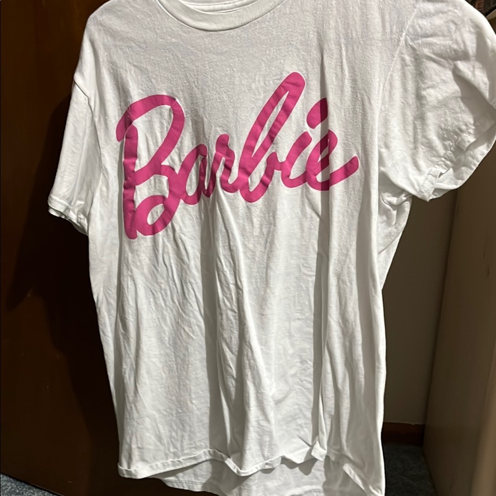 Barbie White Tee with Pink Script